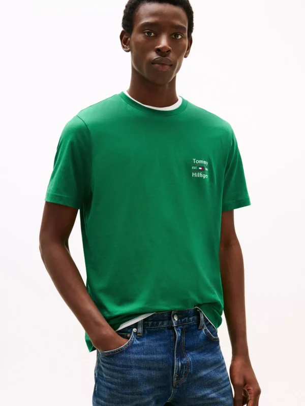 Tommy Hilfiger Rundhals-T-Shirt mit Logo NOUVEAU GREEN Shop