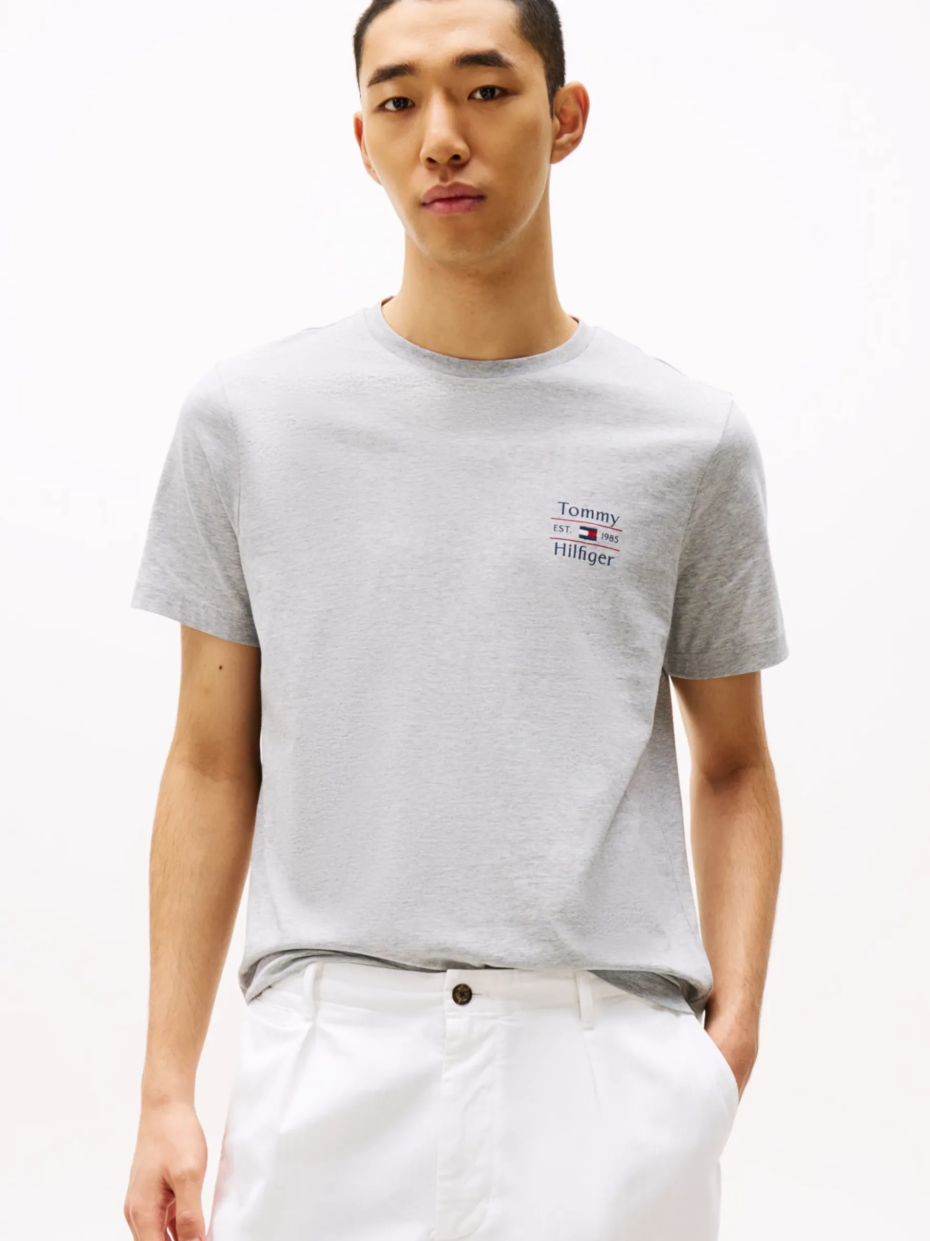 Tommy Hilfiger Rundhals-T-Shirt mit Logo LIGHT GREY HEATHER Shop