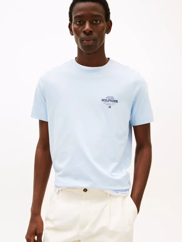 Tommy Hilfiger Rundhals-T-Shirt mit Logo BREEZY BLUE Cheap