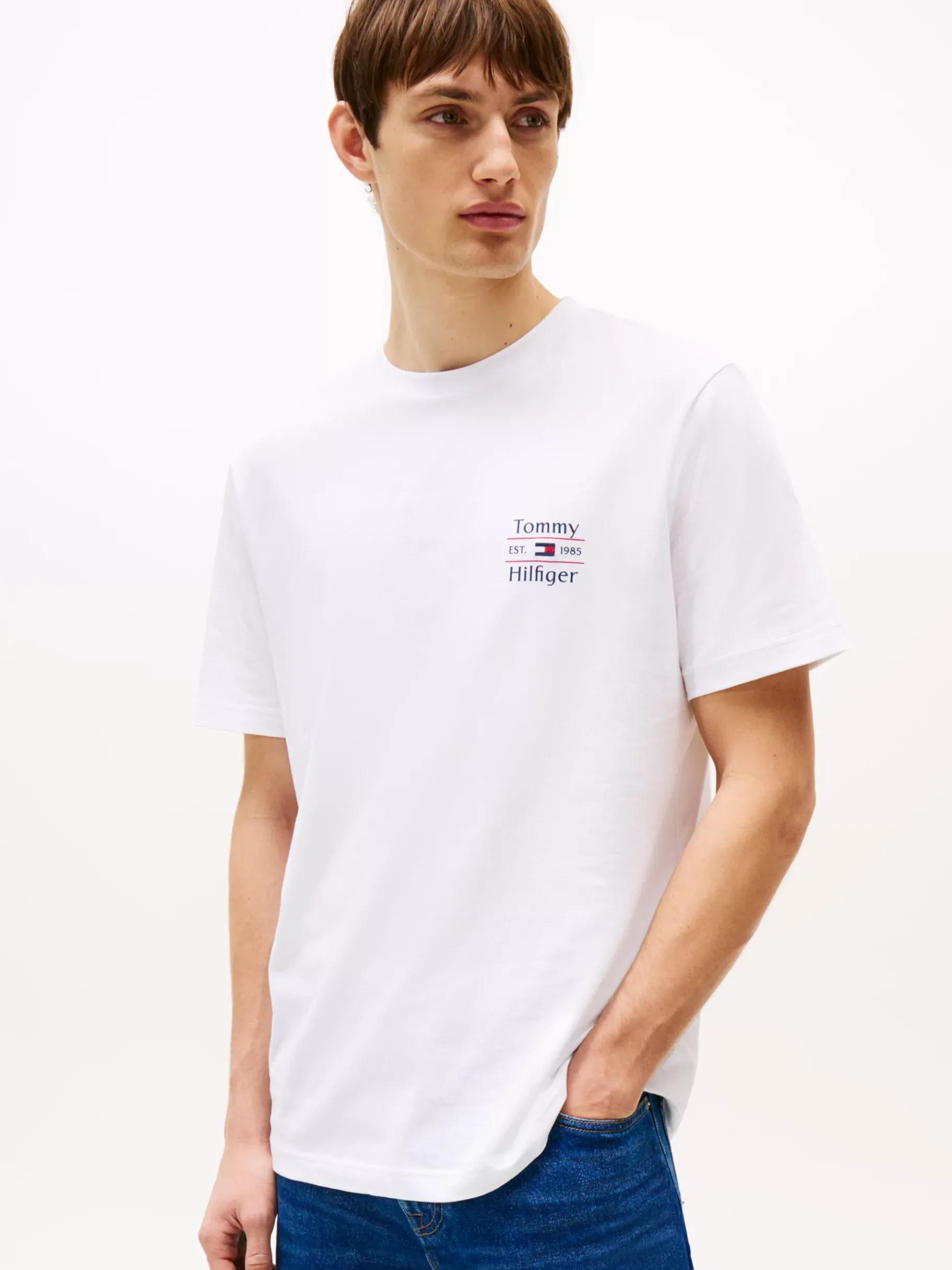 Tommy Hilfiger Rundhals-T-Shirt mit Logo WHITE Best