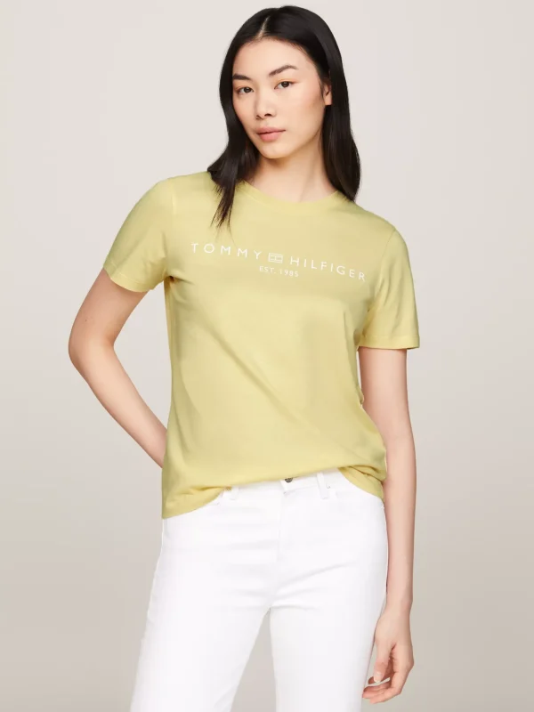 Tommy Hilfiger Rundhals-T-Shirt mit Logo LEMON ZEST Discount