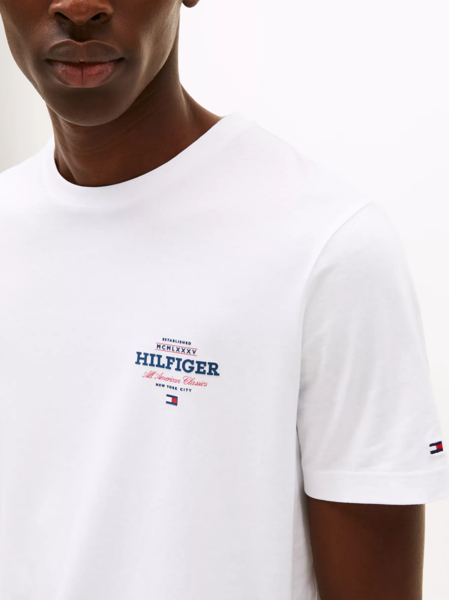 Tommy Hilfiger Rundhals-T-Shirt mit Logo WHITE Sale