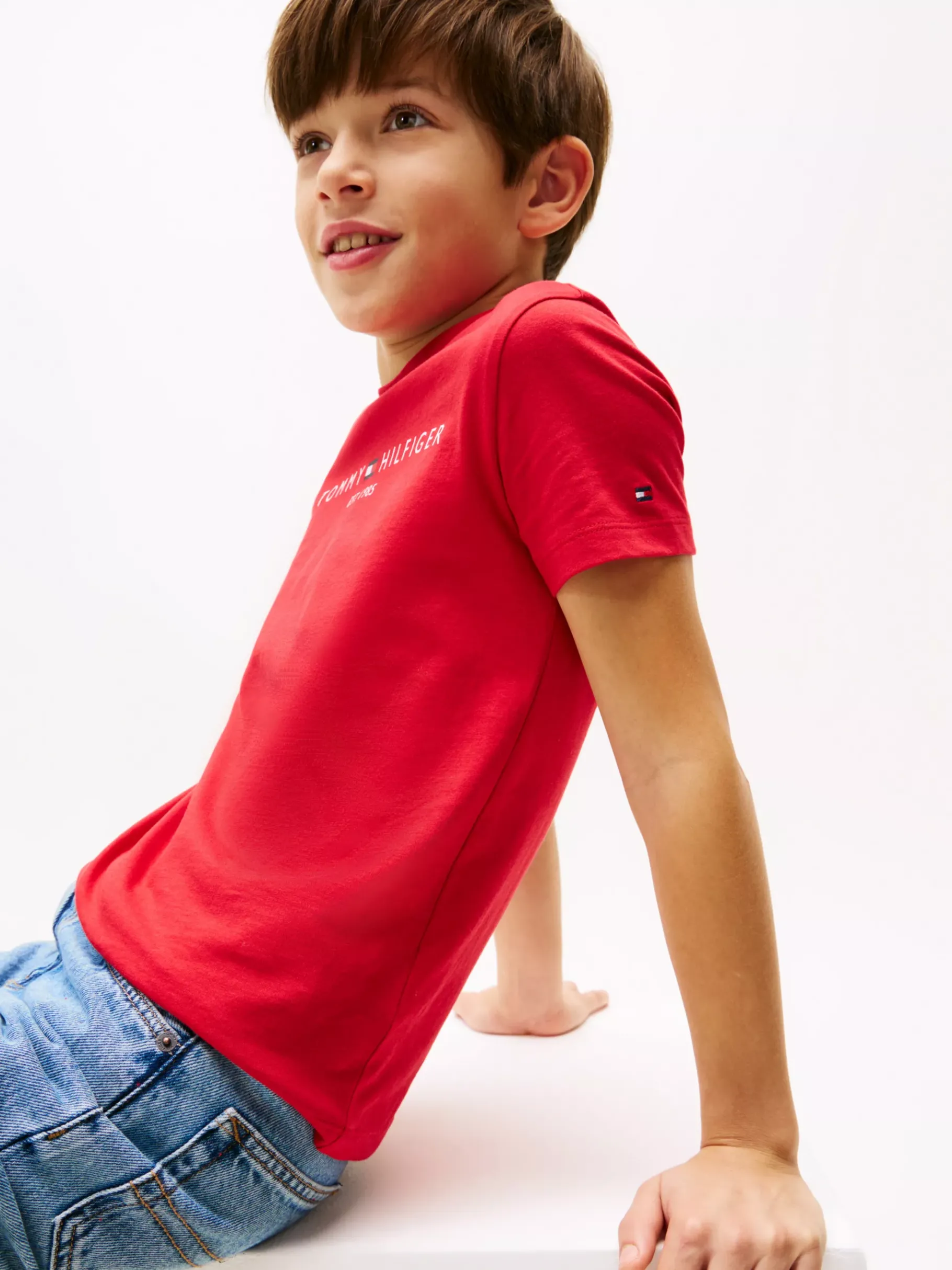 Tommy Hilfiger Rundhals-T-Shirt mit Logo PRIMARY RED New