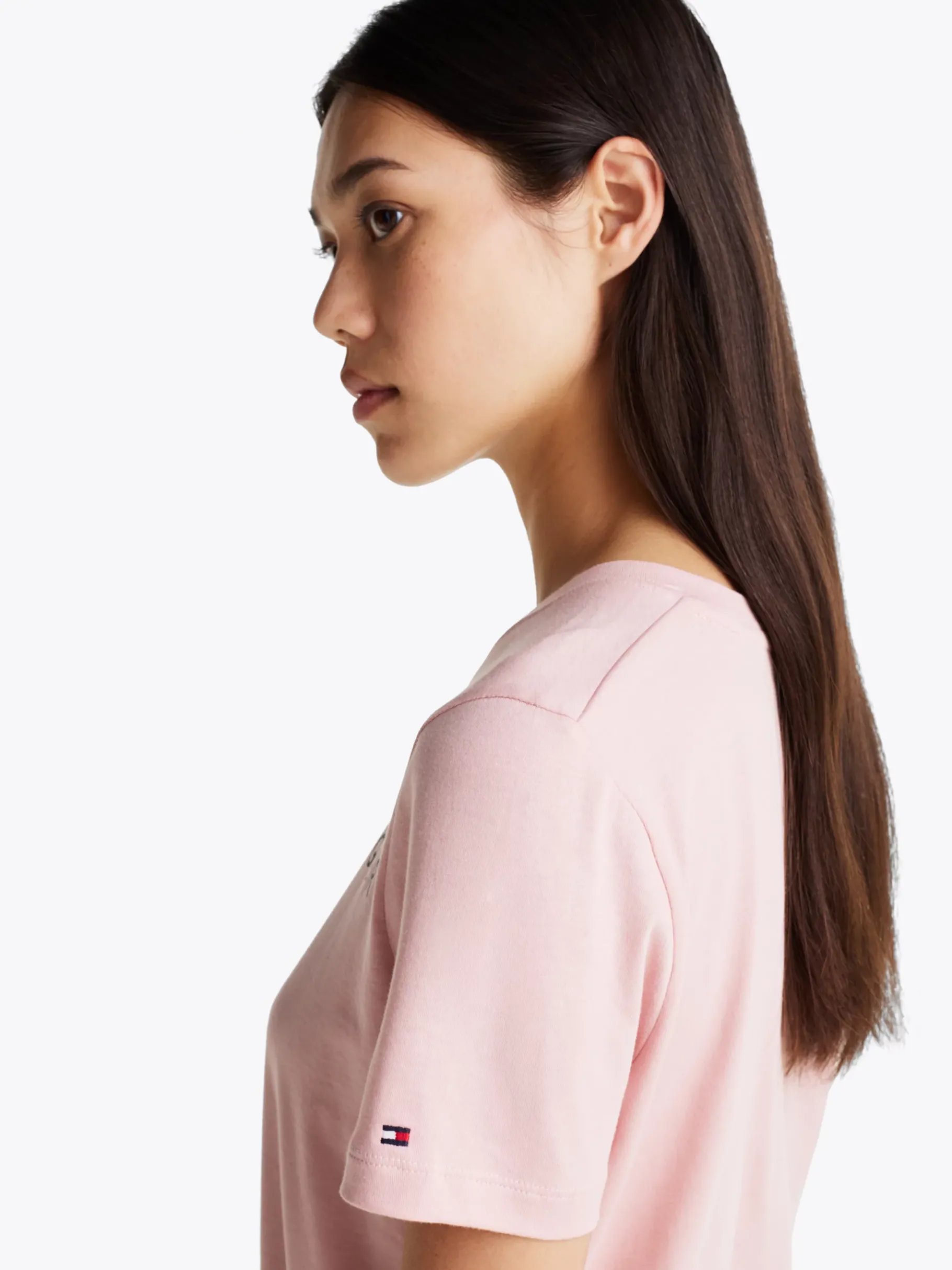 Tommy Hilfiger Rundhals-T-Shirt mit Logo FOGGY PINK Sale