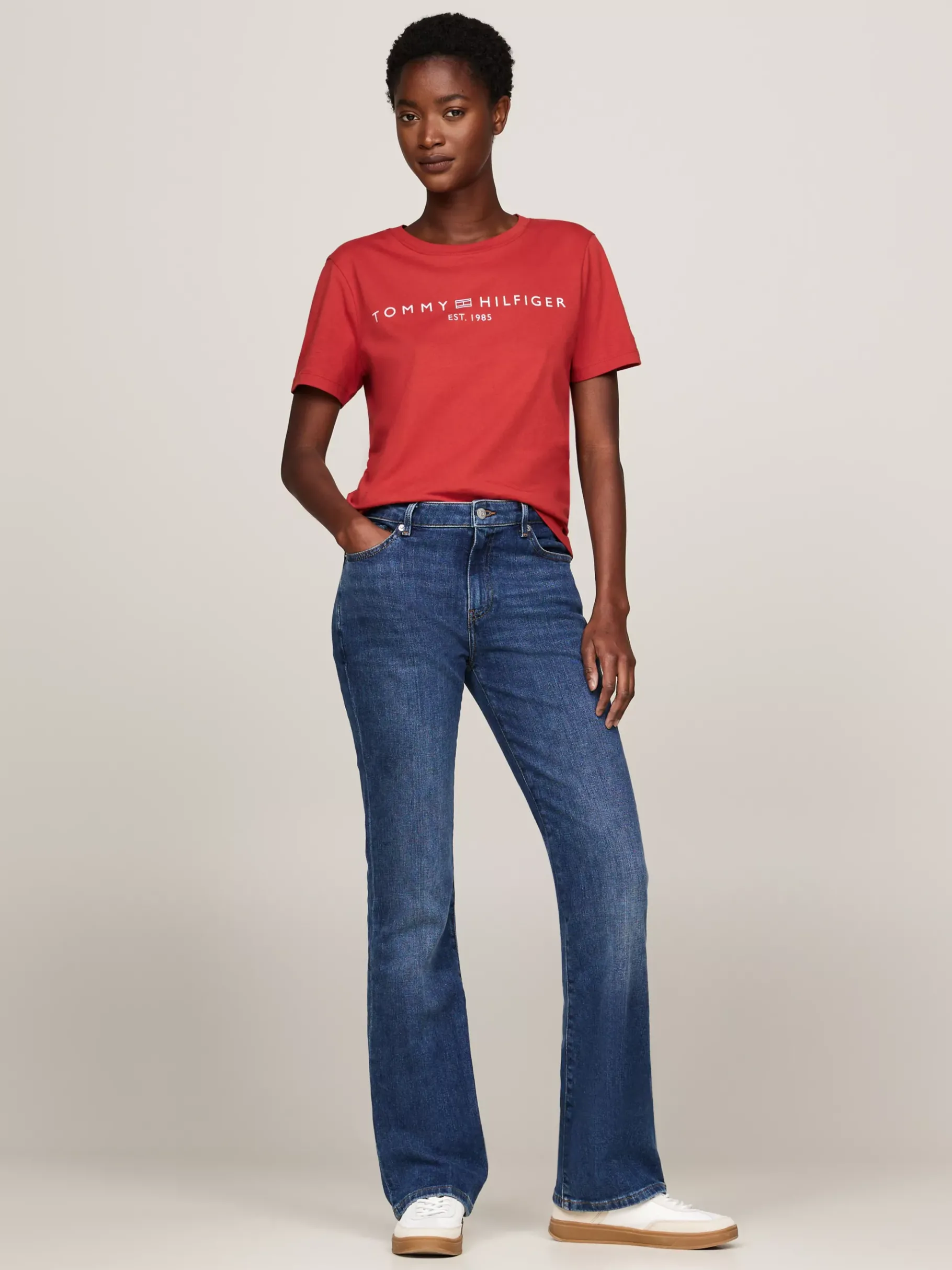 Tommy Hilfiger Rundhals-T-Shirt mit Logo DARK MAGMA Store