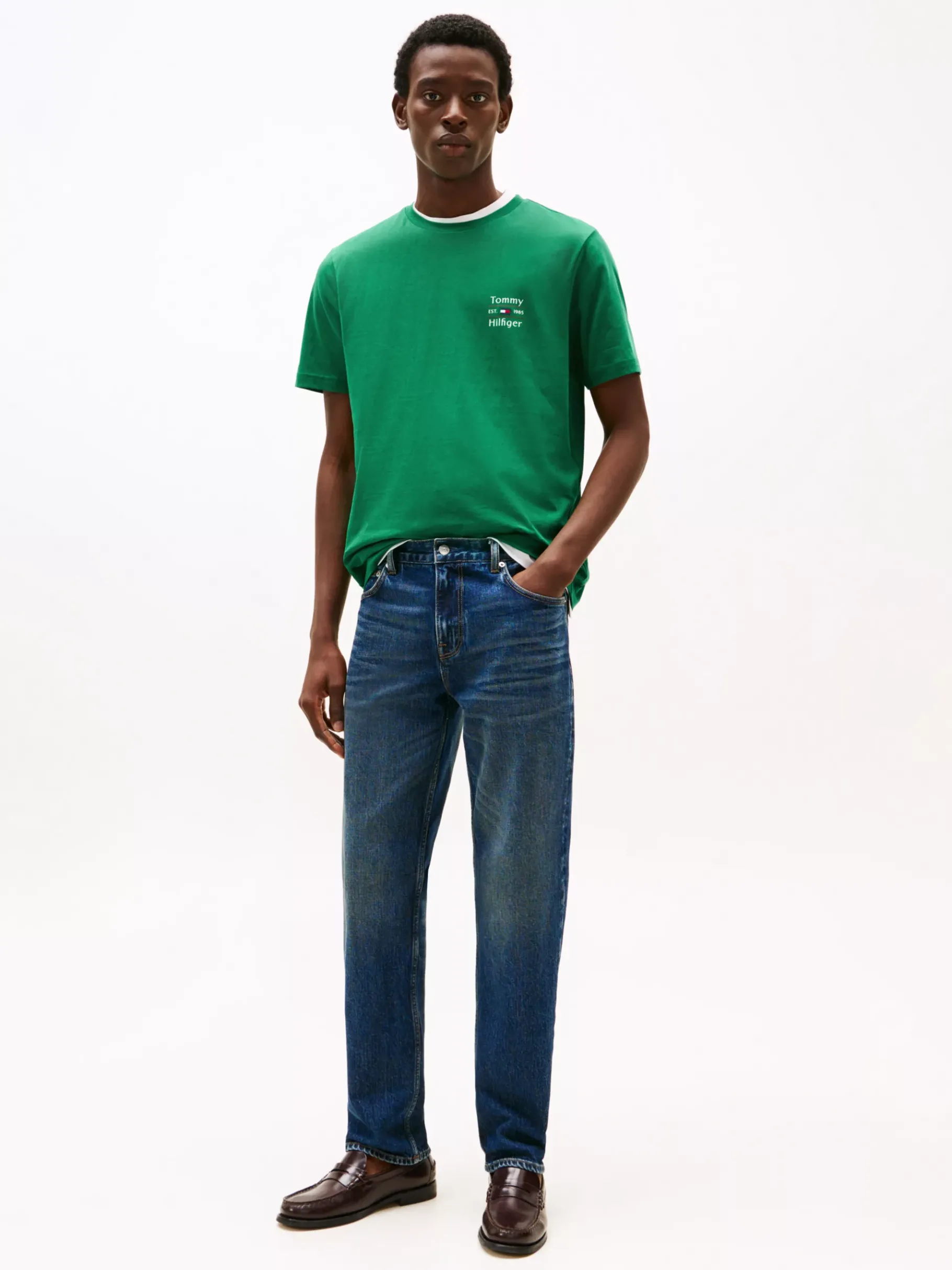 Tommy Hilfiger Rundhals-T-Shirt mit Logo NOUVEAU GREEN Shop