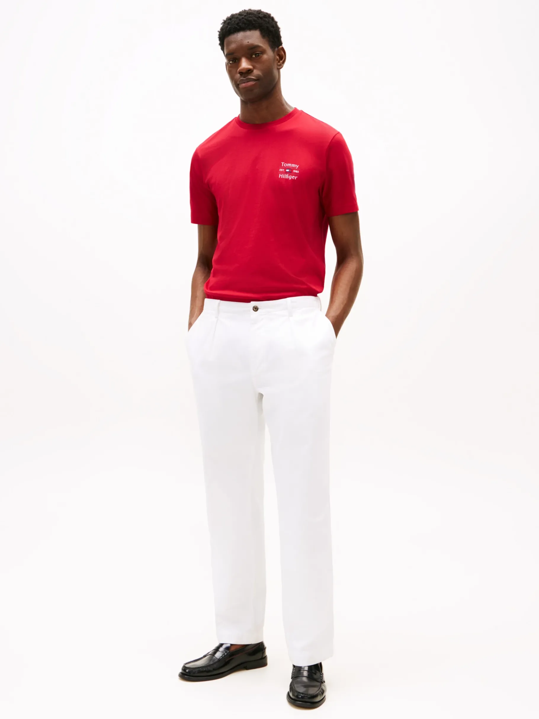 Tommy Hilfiger Rundhals-T-Shirt mit Logo MEDIUM RED Flash Sale