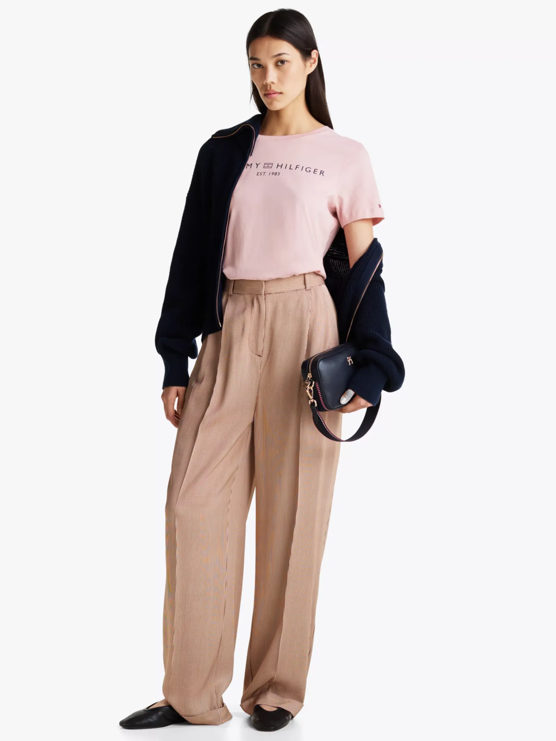 Tommy Hilfiger Rundhals-T-Shirt mit Logo FOGGY PINK Sale