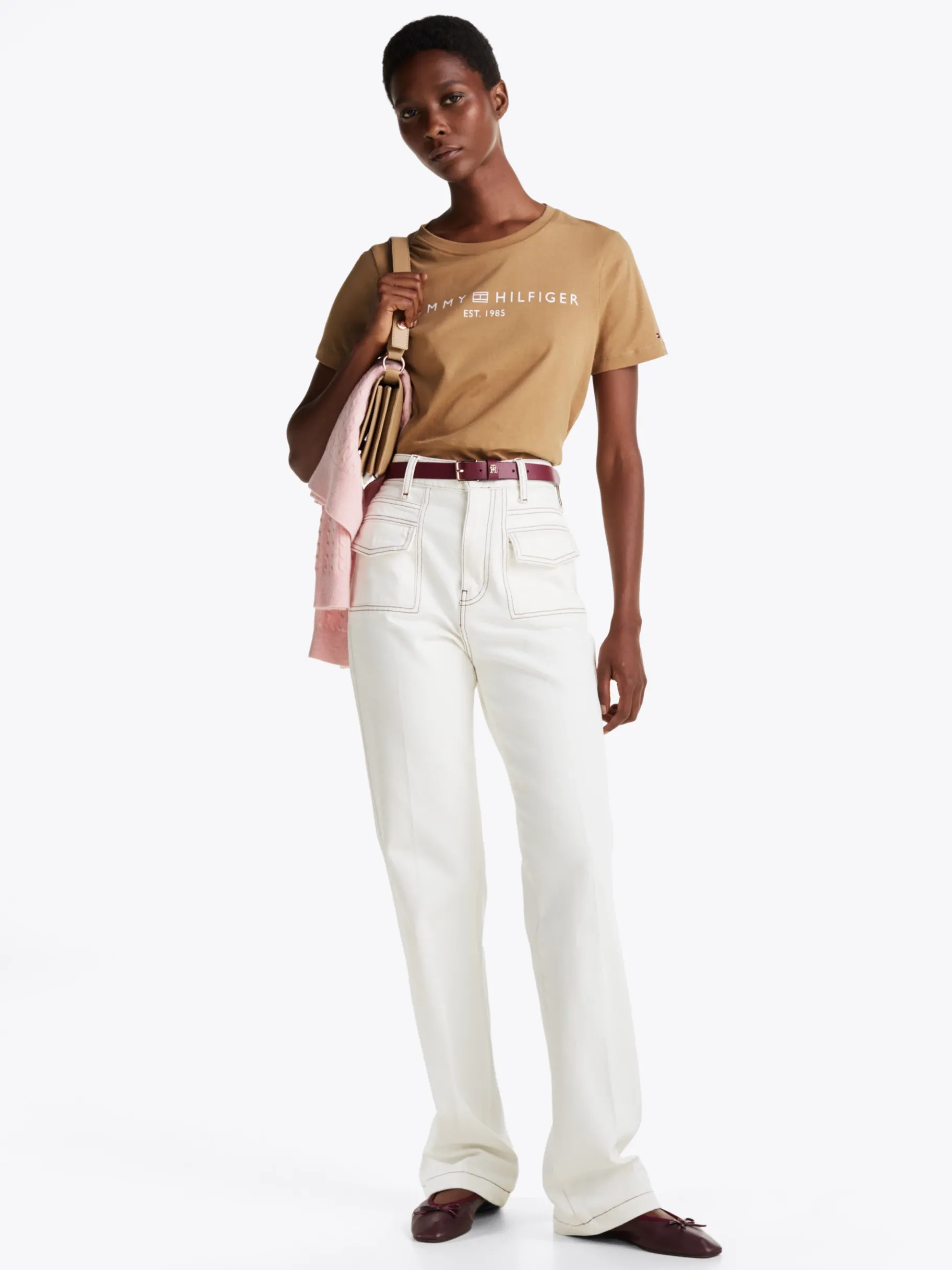 Tommy Hilfiger Rundhals-T-Shirt mit Logo SAFARI CANVAS Cheap