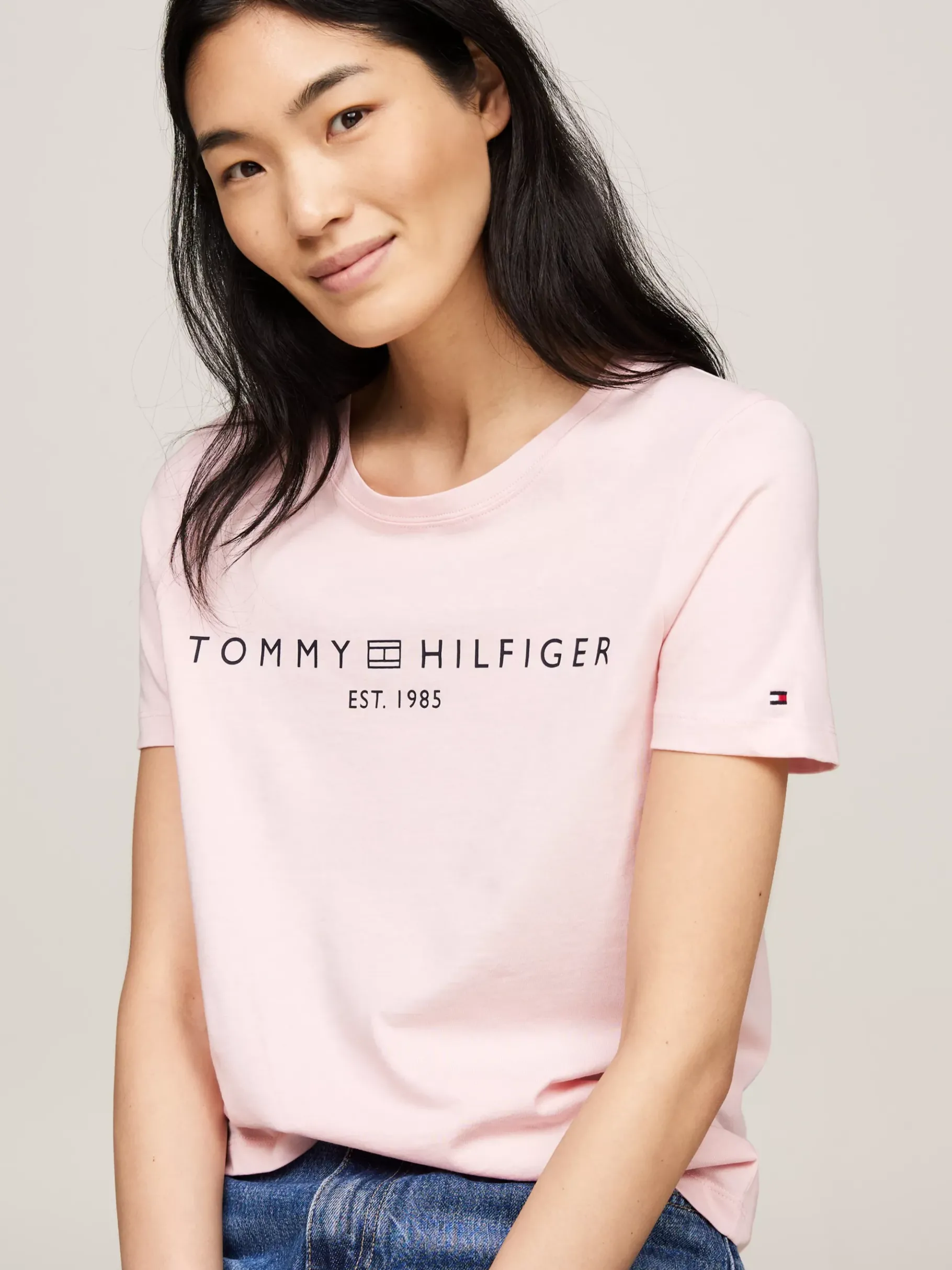 Tommy Hilfiger Rundhals-T-Shirt mit Logo DELICATE PINK Fashion