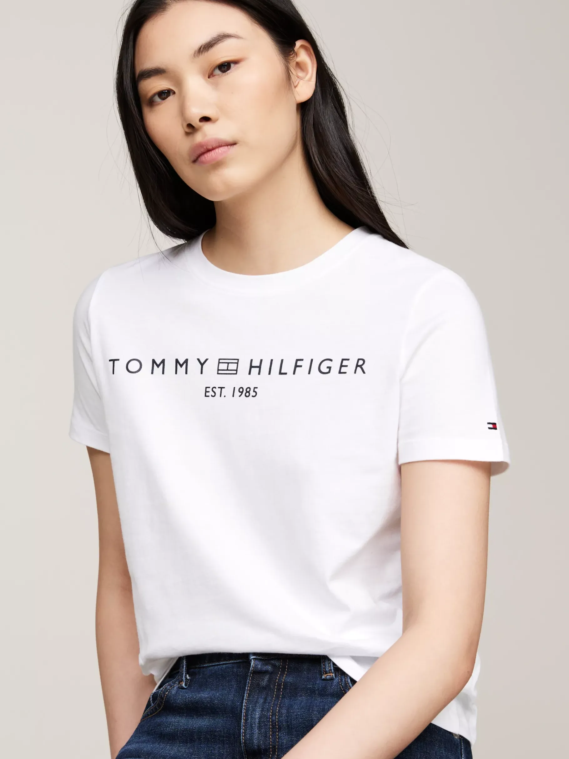 Tommy Hilfiger Rundhals-T-Shirt mit Logo TH OPTIC WHITE Online