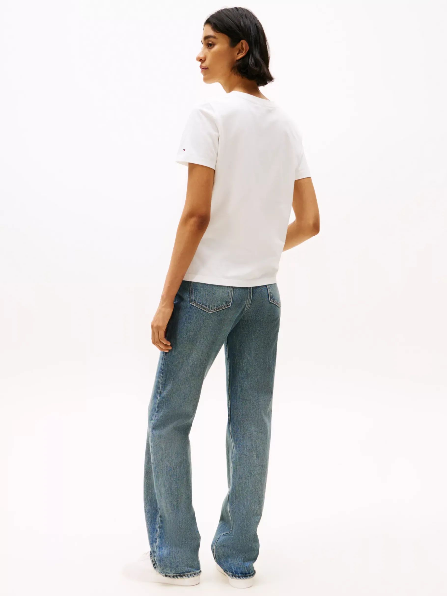 Tommy Hilfiger Rundhals-T-Shirt mit Logo ECRU New