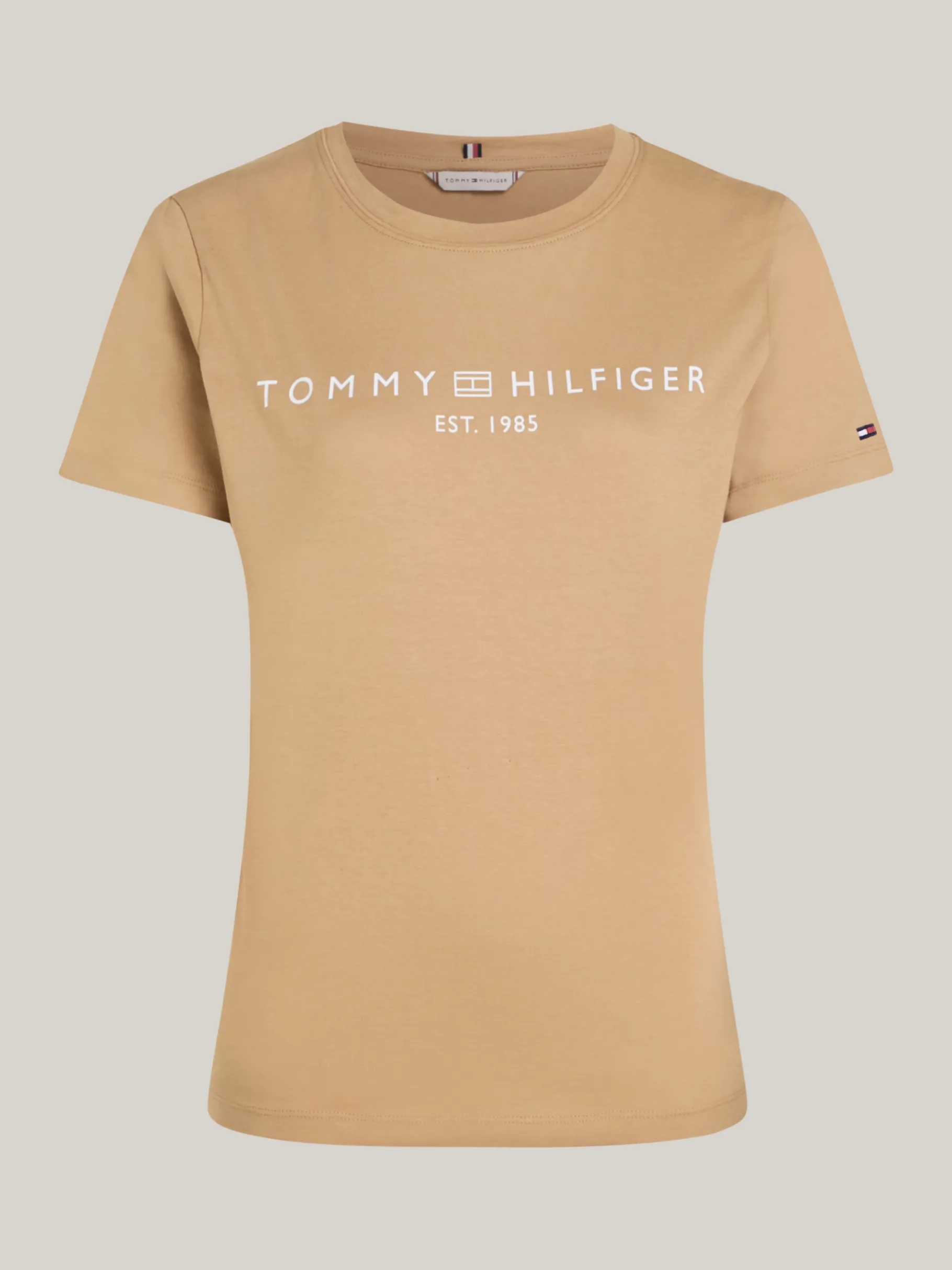 Tommy Hilfiger Rundhals-T-Shirt mit Logo CLASSIC KHAKI Best Sale
