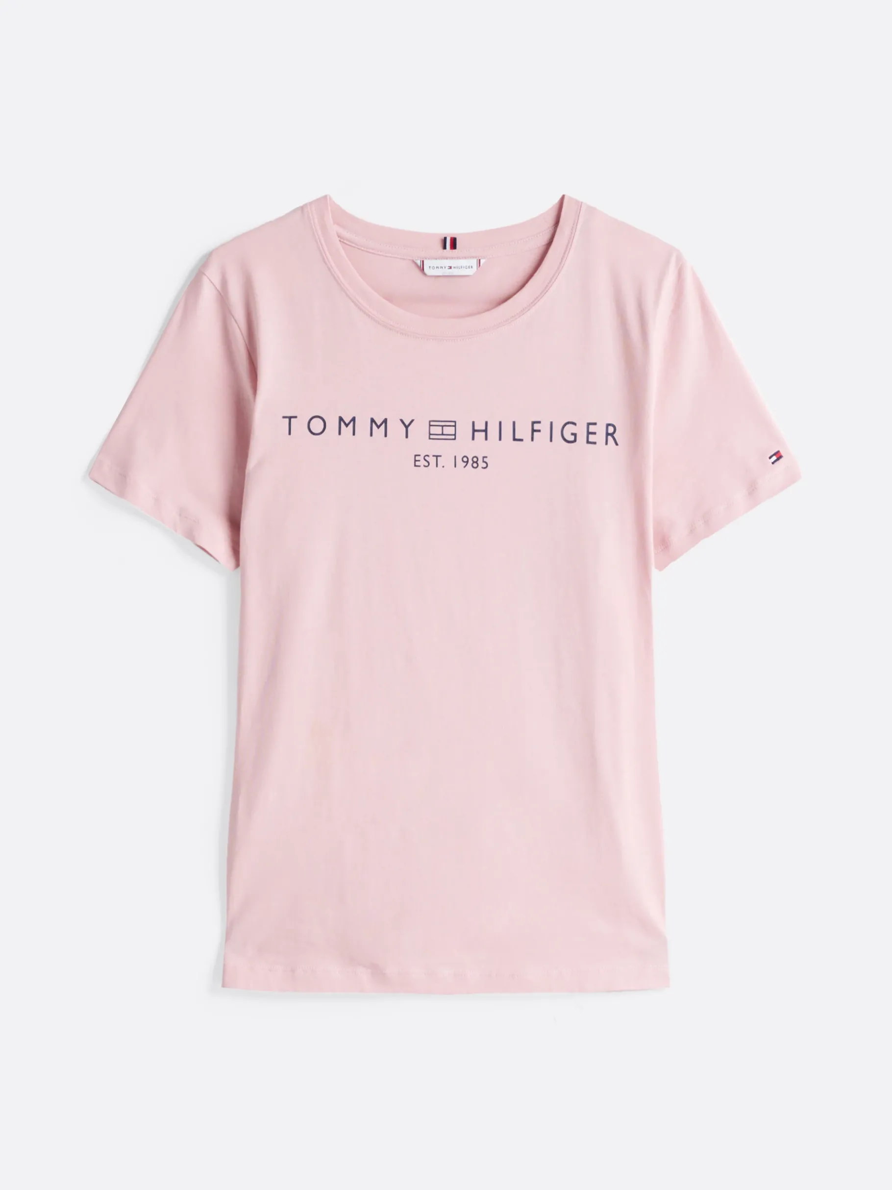 Tommy Hilfiger Rundhals-T-Shirt mit Logo FOGGY PINK Sale