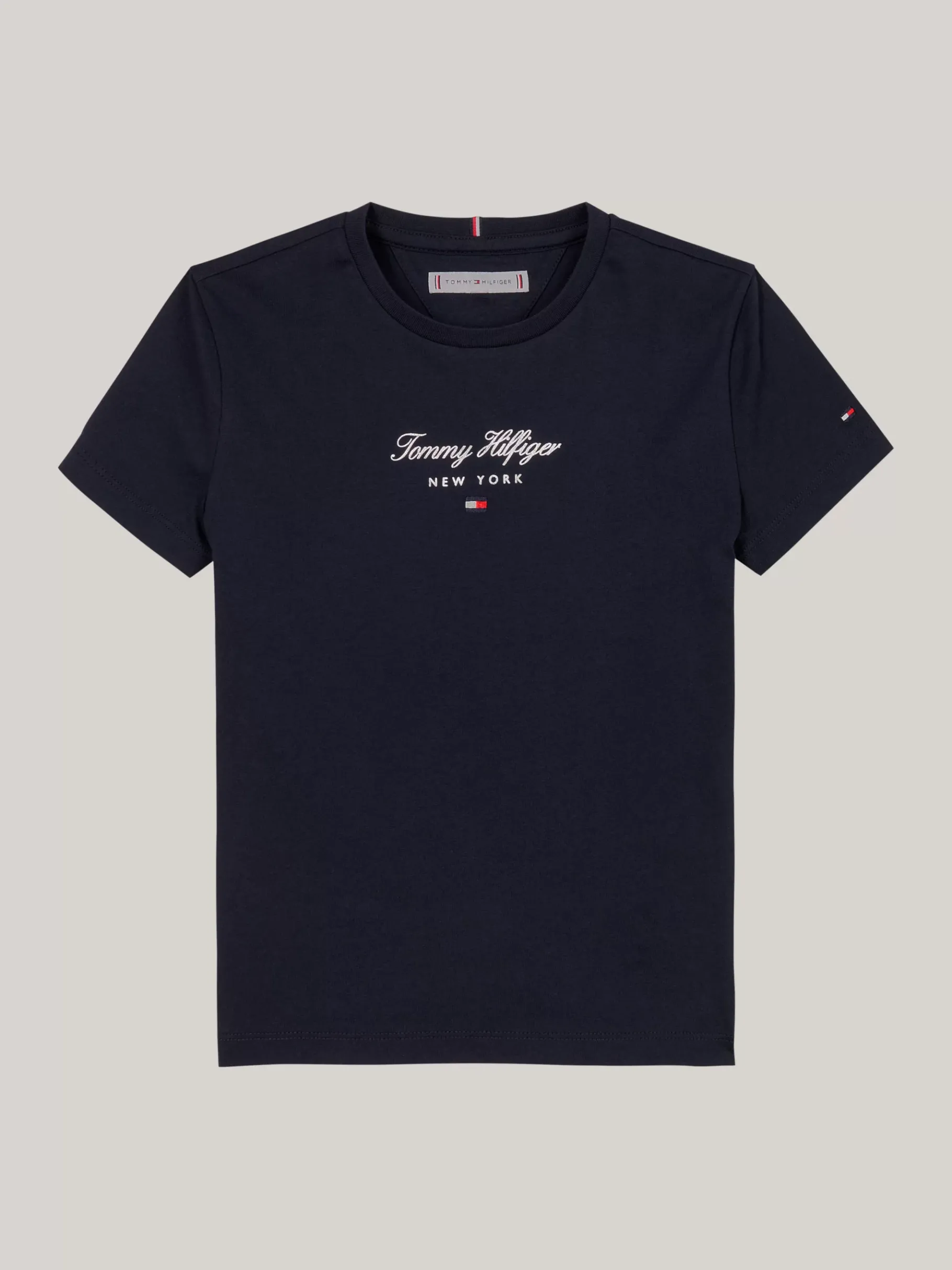 Tommy Hilfiger Rundhals-T-Shirt mit Metallic-Logo DESERT SKY New