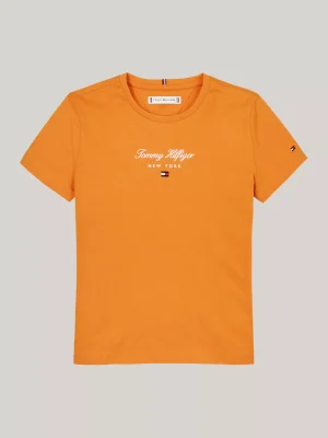 Tommy Hilfiger Rundhals-T-Shirt mit Metallic-Logo ORANGE THUNDER Sale