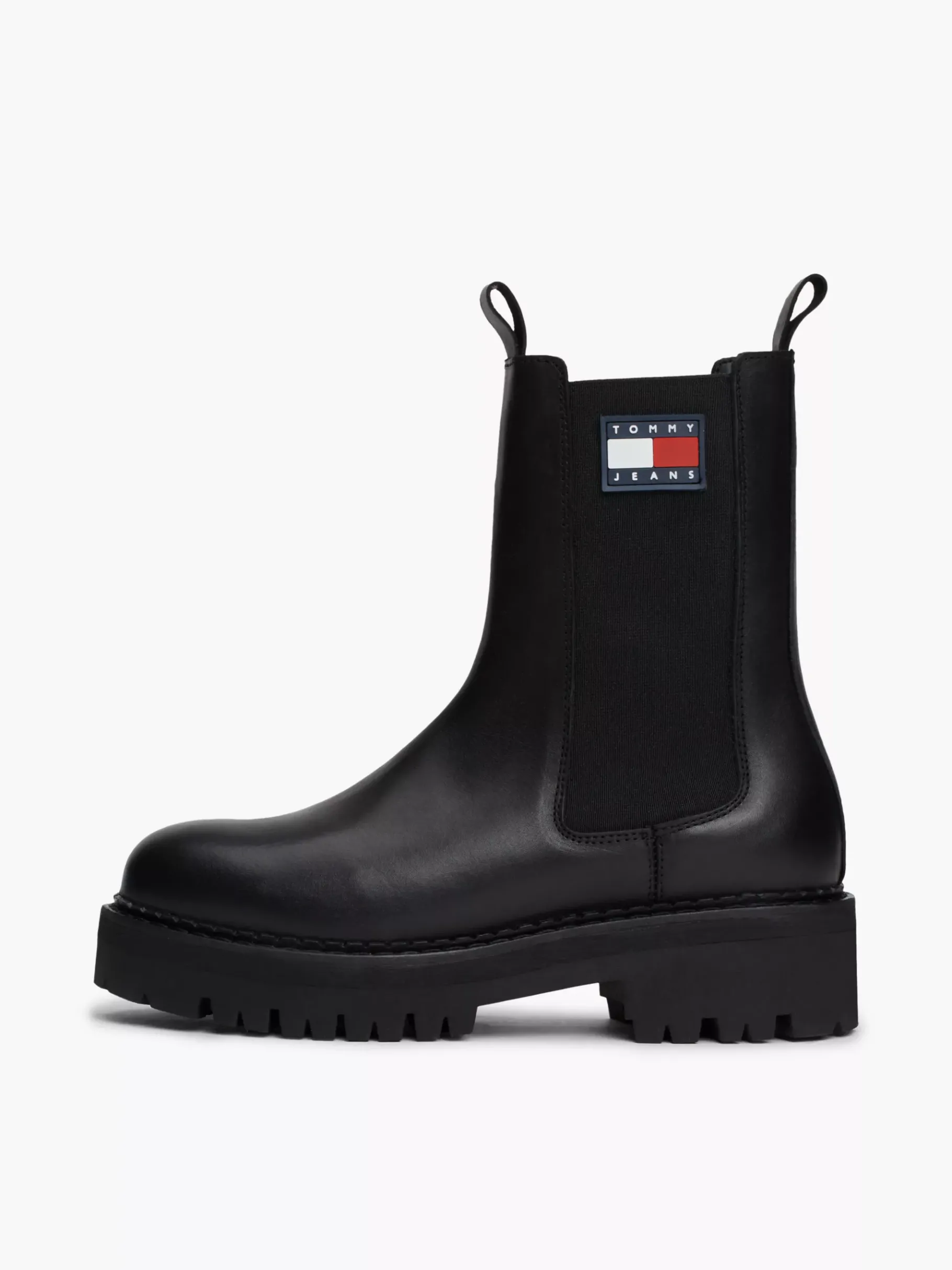 Tommy Hilfiger Rutschhemmender Chelsea-Boot aus Leder BLACK Discount