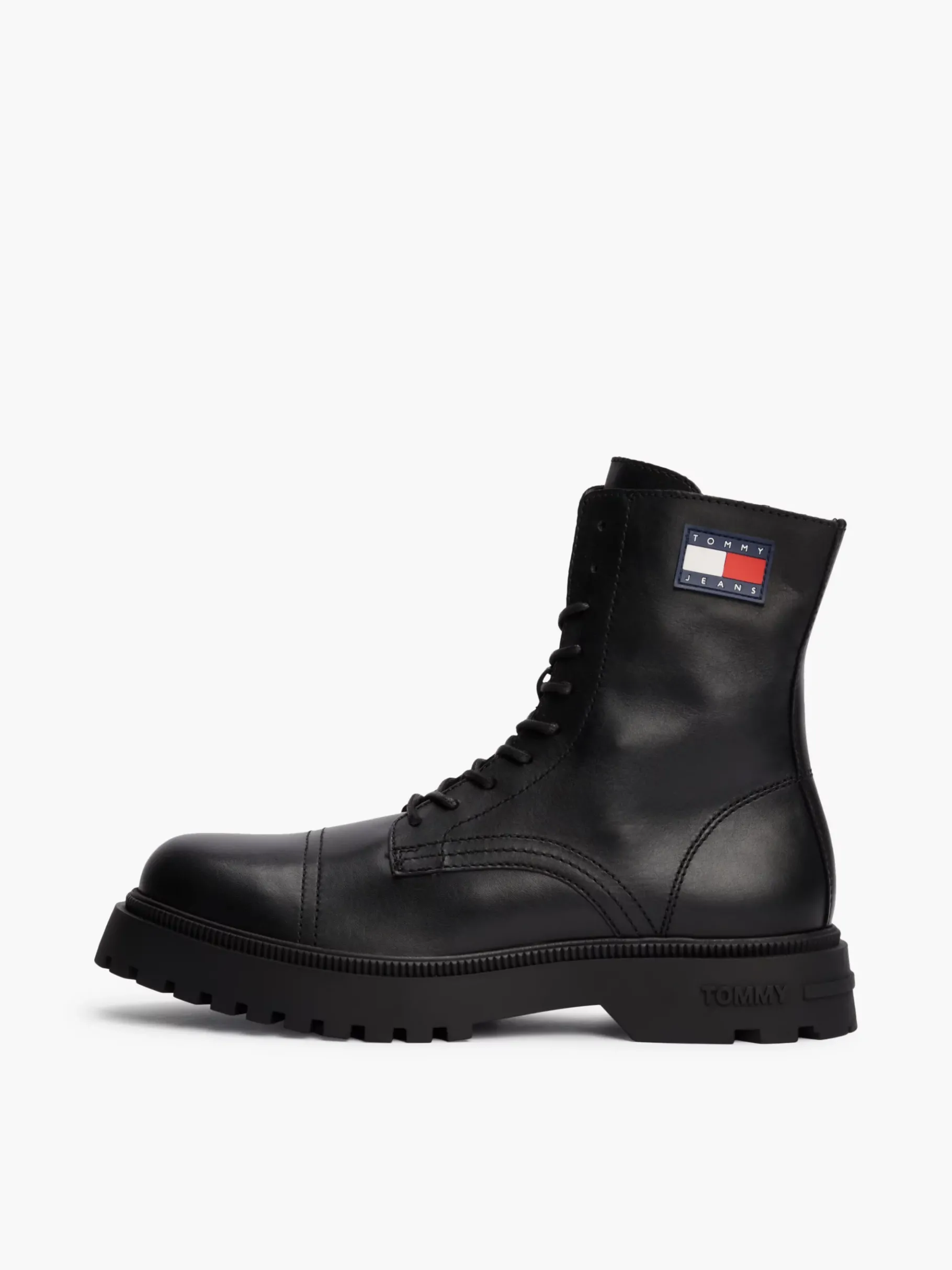 Tommy Hilfiger Rutschhemmender mittelhoher Leder-Schnürstiefel BLACK Online