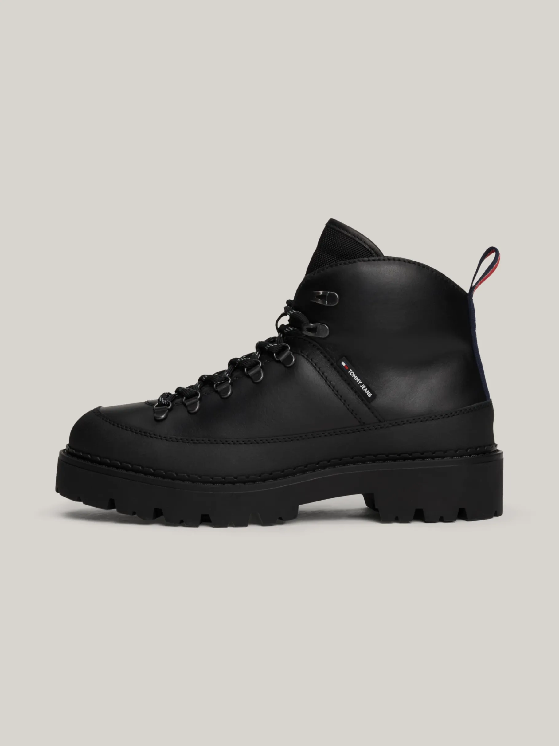 Tommy Hilfiger Rutschhemmender Wander-Schnürstiefel aus Leder BLACK Fashion