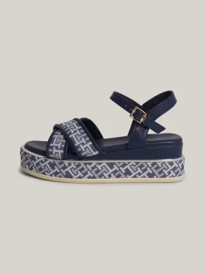 Tommy Hilfiger Sandale mit TH-Monogramm und Platform-Sohle DENIM BLUE Clearance