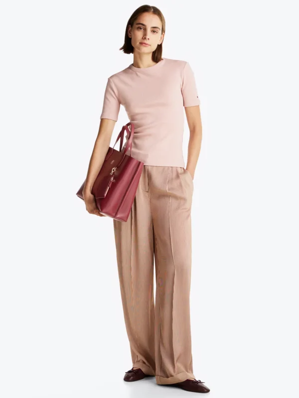 Tommy Hilfiger Satchel mit TH-Monogramm und Münztäschchen RASPBERRY TRUFFLE Best Sale