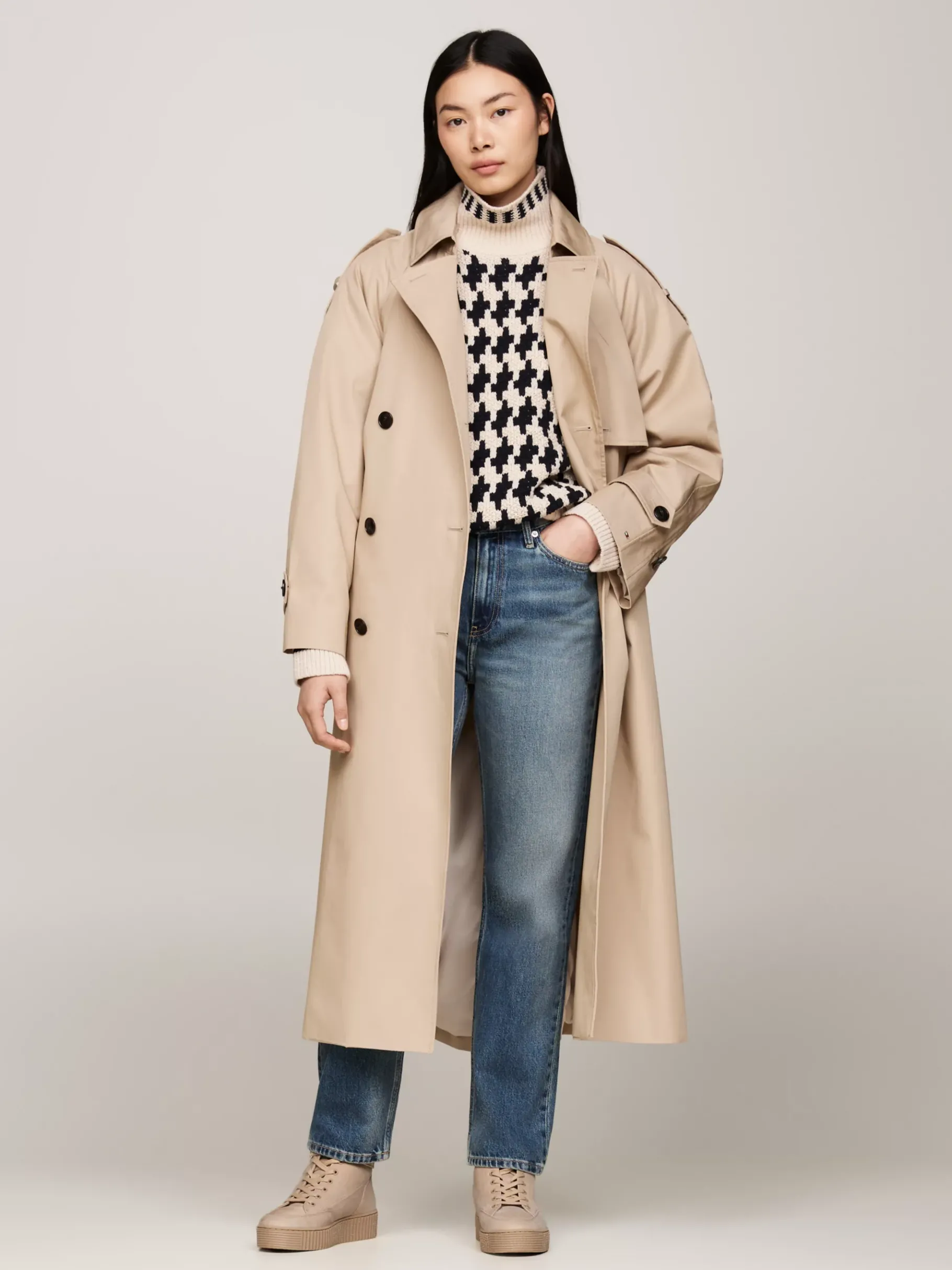 Tommy Hilfiger Schnürstiefel aus Leder mit warmem Innenfutter BEIGE Sale