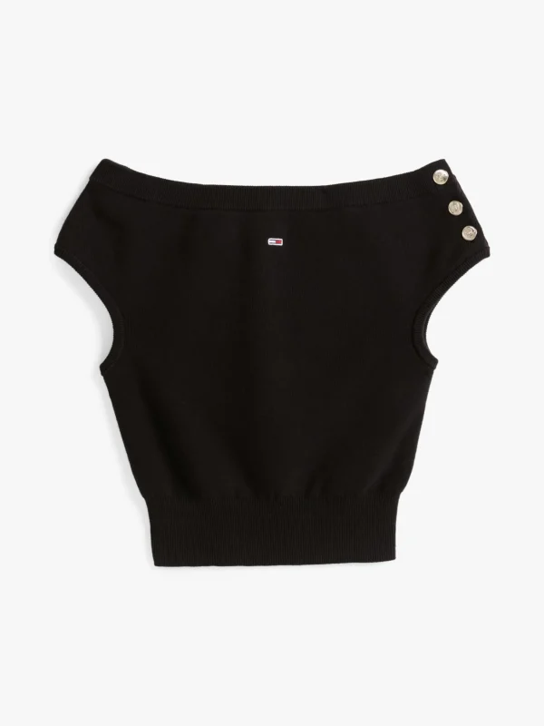 Tommy Hilfiger Schulterfreier Pullover mit Flügelärmeln BLACK Cheap