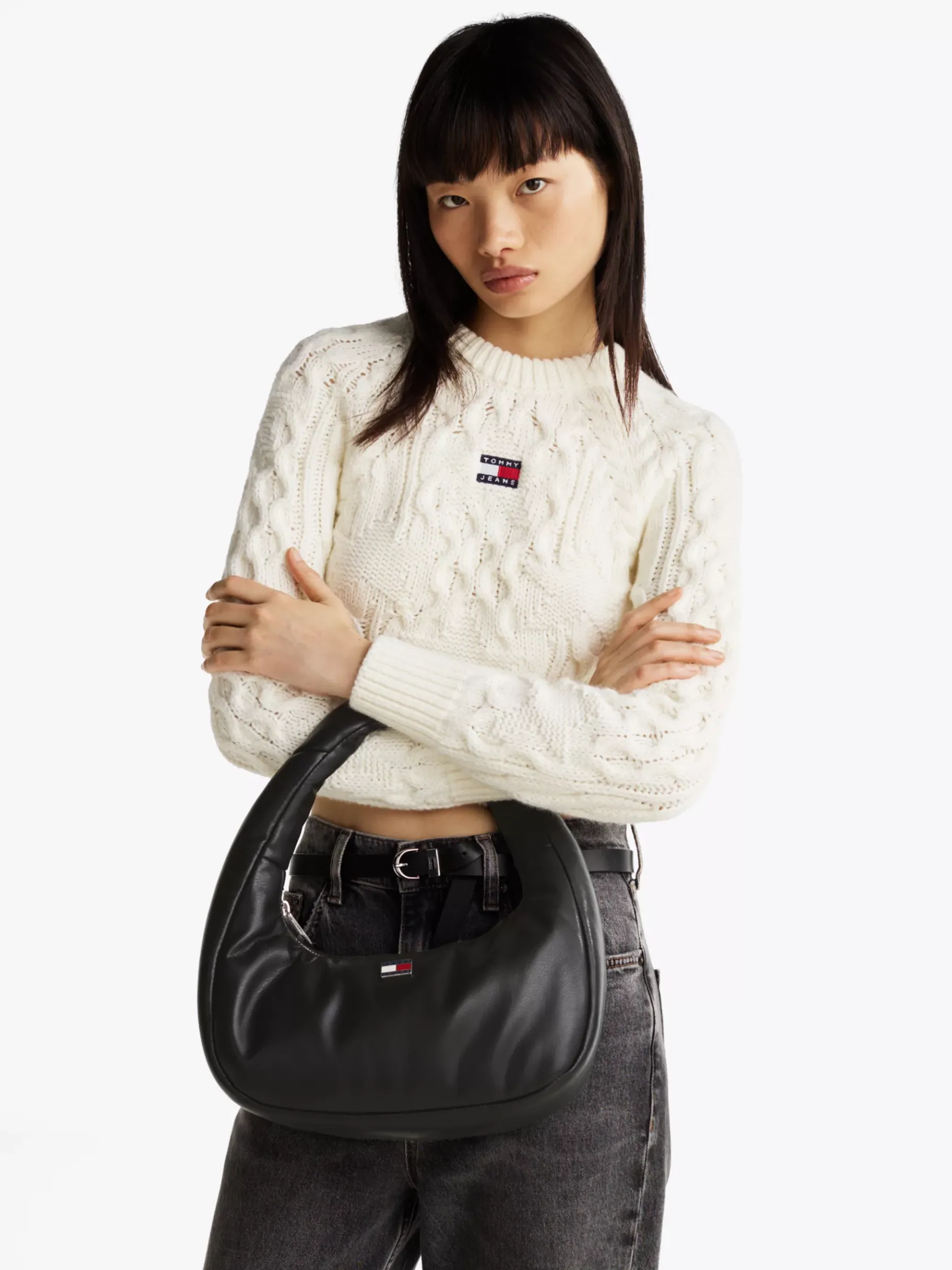 Tommy Hilfiger Schultertasche mit gepolstertem Tragegriff BLACK New