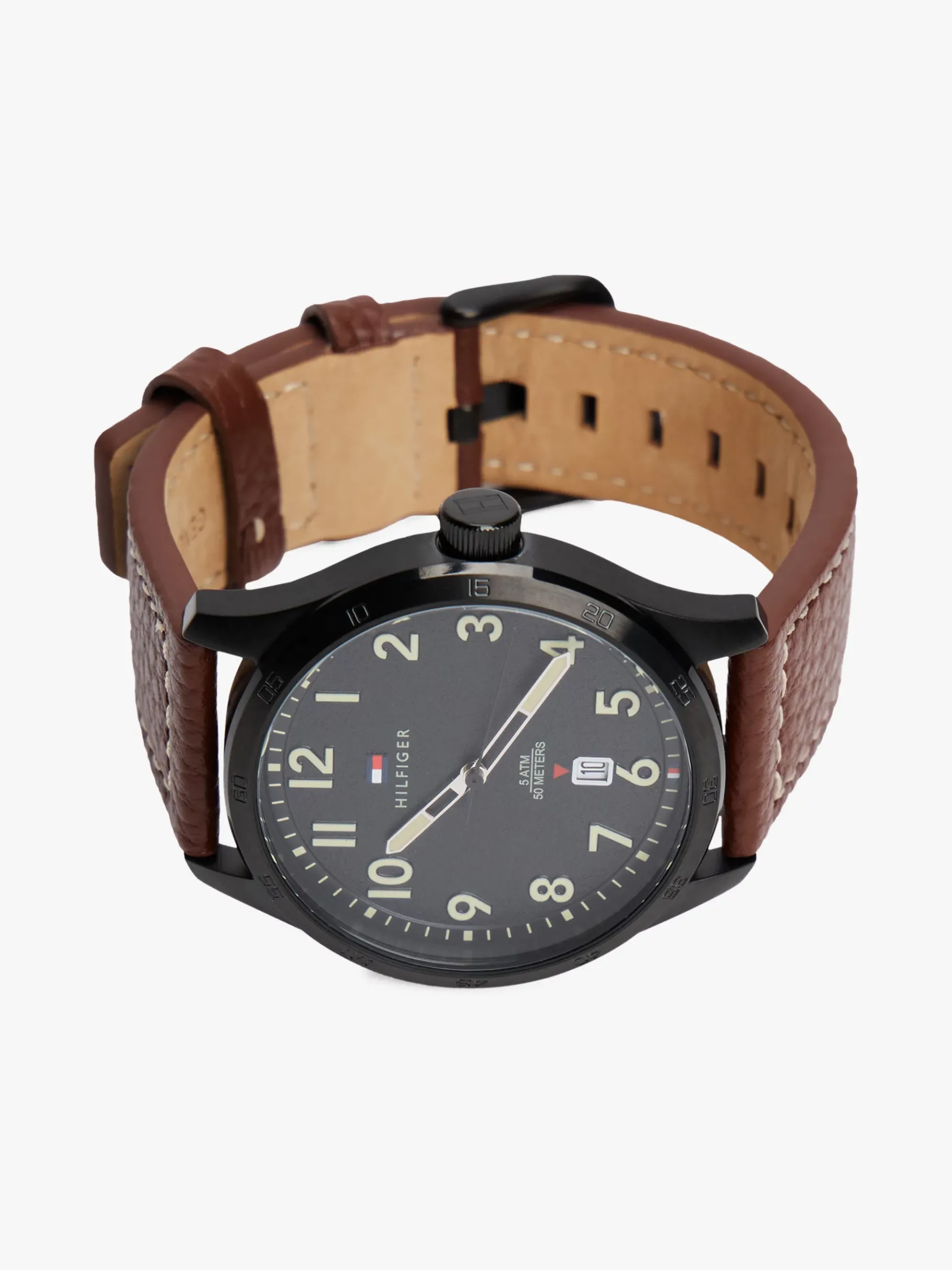 Tommy Hilfiger Schwarze ionenplattierte Outdoor-Uhr BROWN Discount