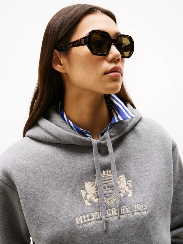 Tommy Hilfiger Sechseckige Sonnenbrille mit TH-Monogramm HAVANA Best Sale