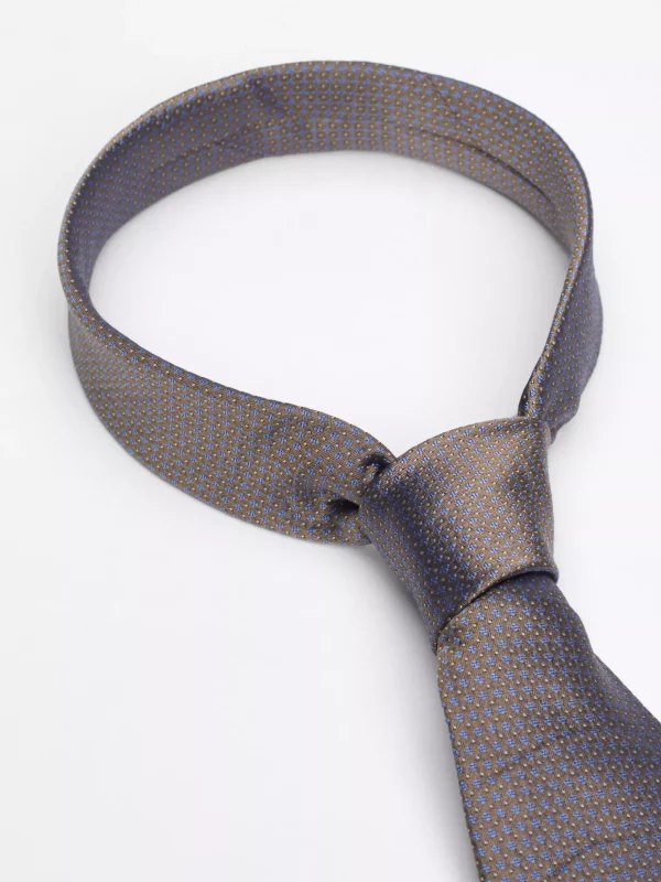 Tommy Hilfiger Seiden-Krawatte mit geometrischen Punkten SAFARI CANVAS / LIGHT BLUE New