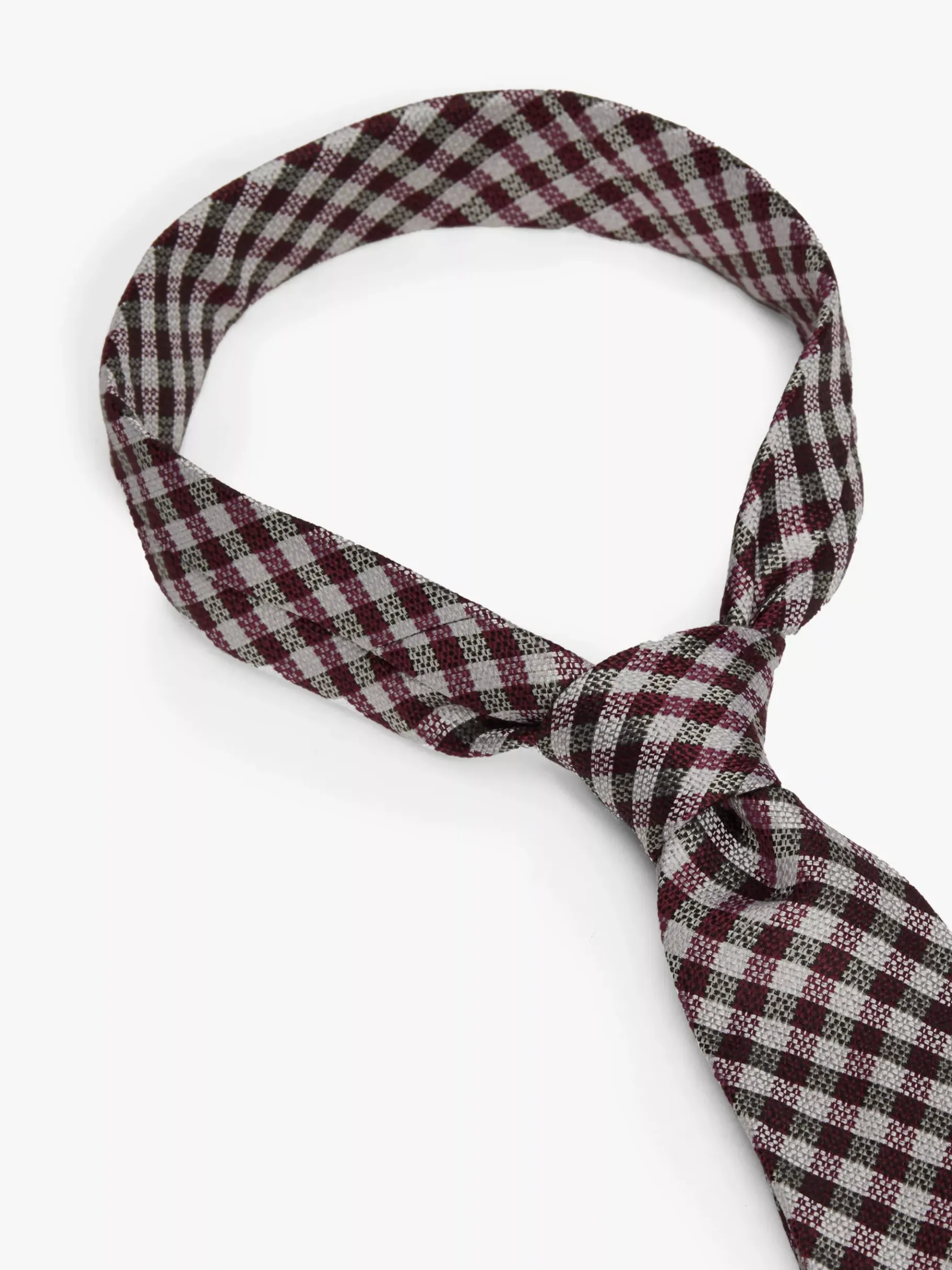 Tommy Hilfiger Seiden-Krawatte mit Vichy-Karo DEEP ROUGE / LIGHT GREY Hot