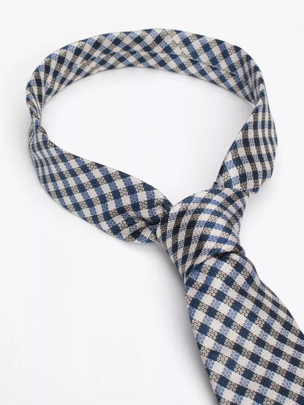 Tommy Hilfiger Seiden-Krawatte mit Vichy-Karo DEEP INDIGO / OFF WHITE Online