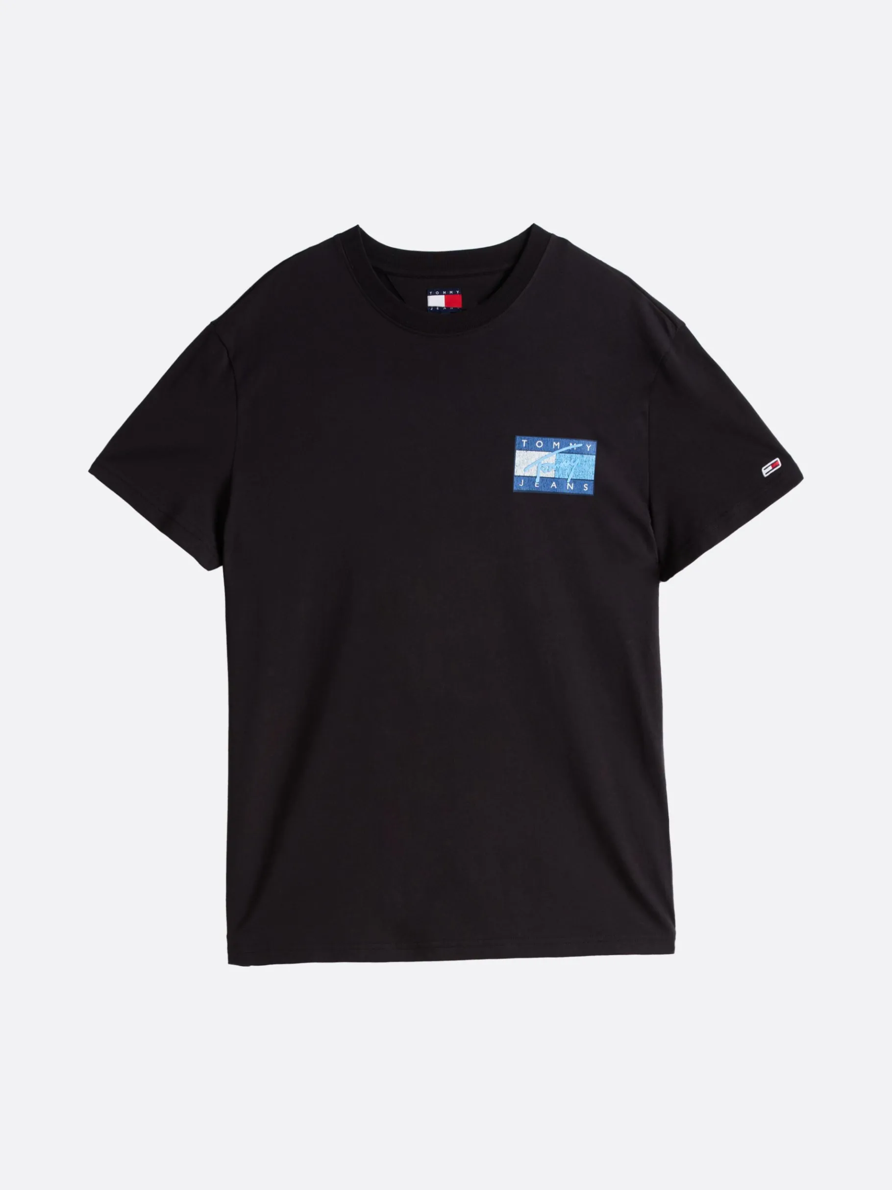 Tommy Hilfiger Signature Baumwoll-T-Shirt mit Rückenlogo BLACK Sale