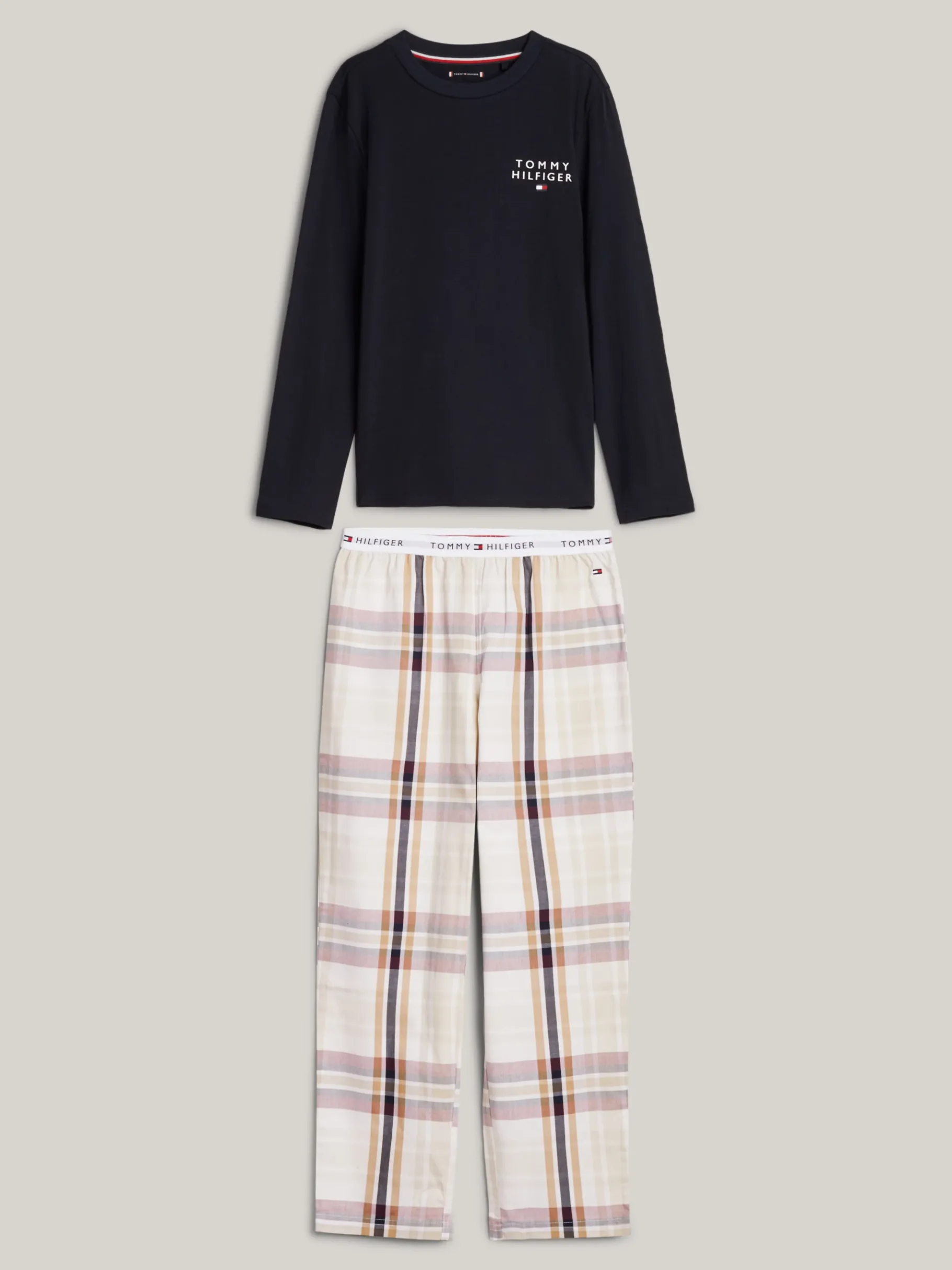 Tommy Hilfiger Signature Pyjama mit Logo und Print DESERT SKY/ BLANKET STRIPE CHECK Fashion