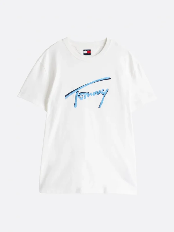Tommy Hilfiger Signature Rundhals-T-Shirt mit Logo ECRU Best