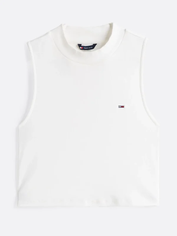 Tommy Hilfiger Slim Cropped Fit Tanktop mit Mock Neck ECRU Shop