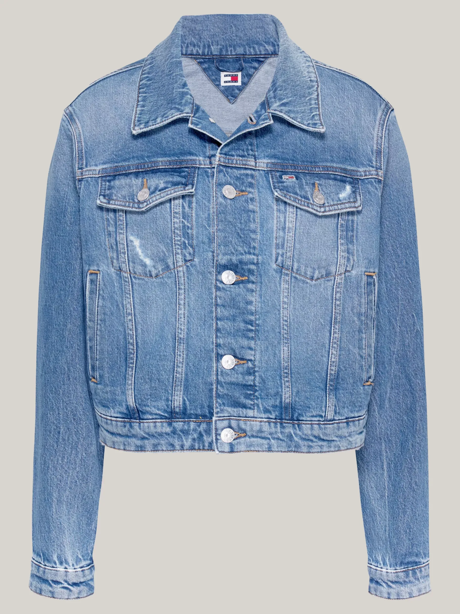 Tommy Hilfiger Slim Fit Cropped Fit Jeans-Truckerjacke DENIM MEDIUM Clearance