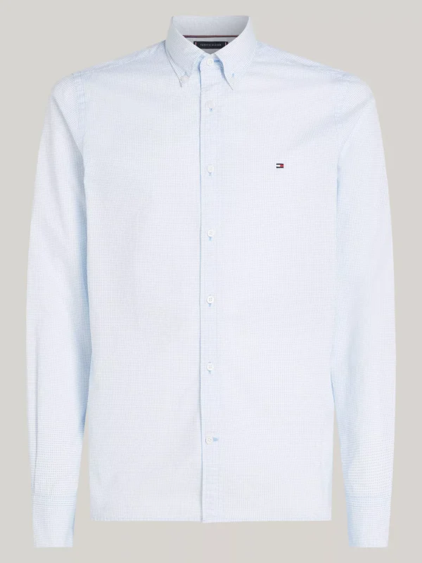 Tommy Hilfiger Slim Fit Hemd mit Mikro-Print OPTIC WHITE / VESSEL BLUE Best