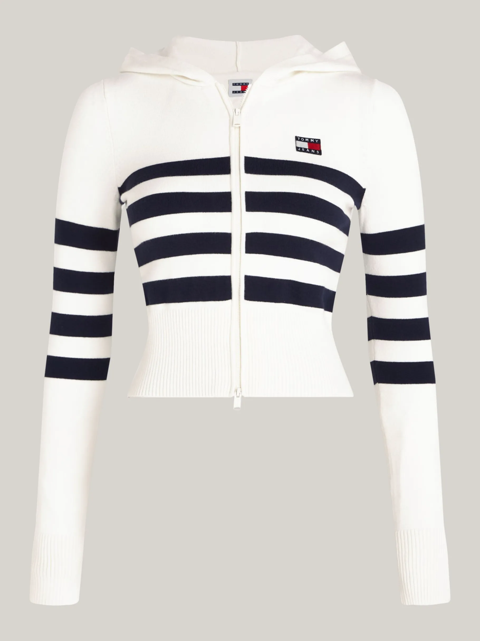Tommy Hilfiger Slim Fit Hoodie mit Badge und Reißverschluss ANCIENT WHITE/STRIPE Cheap