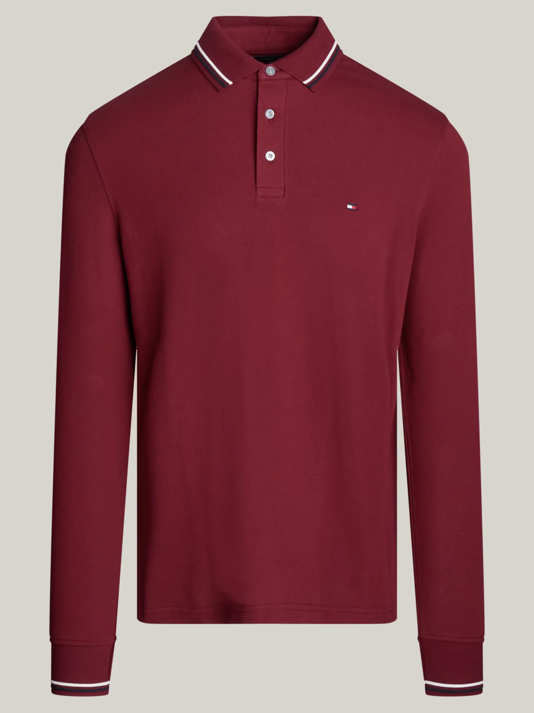 Tommy Hilfiger Slim Fit Langarm-Poloshirt mit Kontrast-Detail DEEP ROUGE Store
