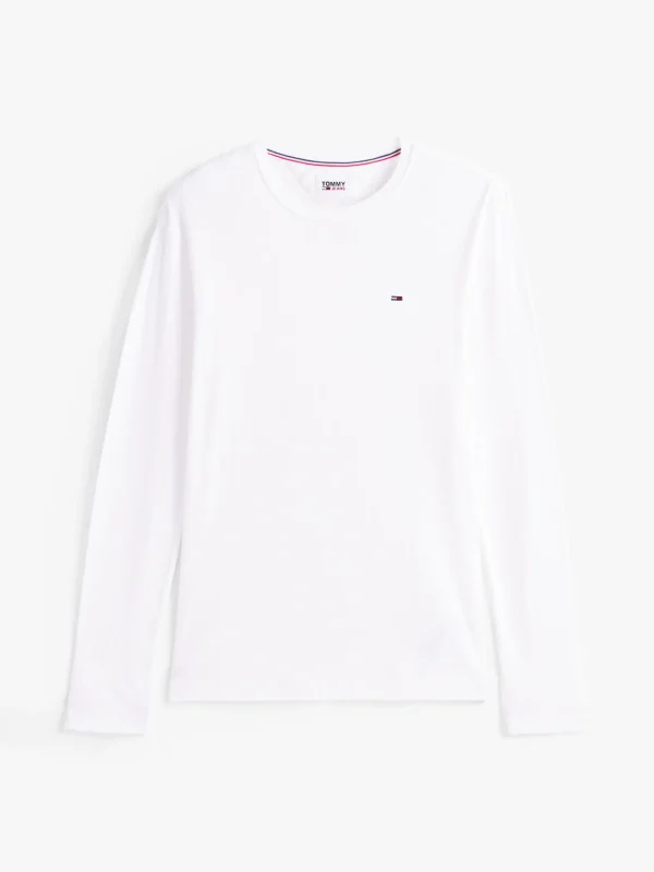 Tommy Hilfiger Slim Fit Langarmshirt aus reiner Baumwolle CLASSIC WHITE Clearance