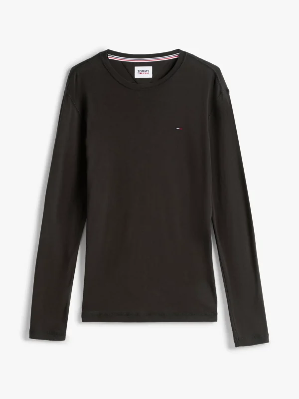 Tommy Hilfiger Slim Fit Langarmshirt aus reiner Baumwolle TOMMY BLACK Shop