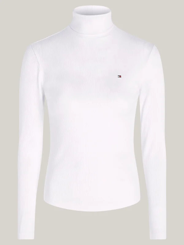 Tommy Hilfiger Slim Fit Langarmshirt mit Rollkragen ECRU Flash Sale