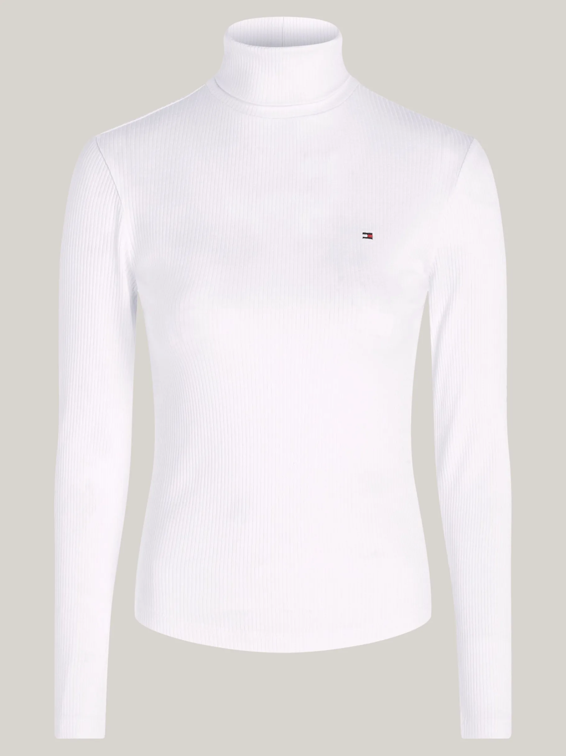 Tommy Hilfiger Slim Fit Langarmshirt mit Rollkragen ECRU Flash Sale