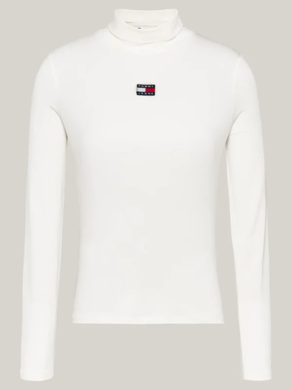 Tommy Hilfiger Slim Fit Langarmshirt mit Tommy-Badge ANCIENT WHITE Clearance