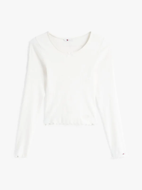 Tommy Hilfiger Slim Fit Langarmshirt mit Bogenkanten ANCIENT WHITE Store