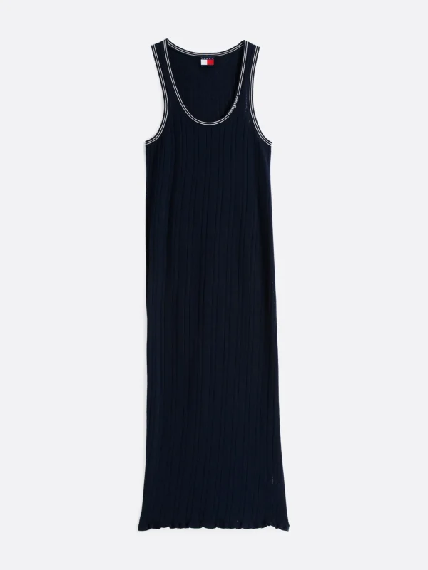 Tommy Hilfiger Slim Fit Maxi-Strickkleid mit Pointelle DARK NIGHT NAVY Clearance