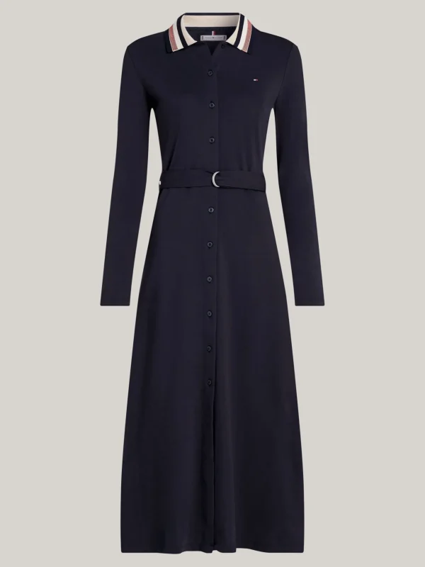 Tommy Hilfiger Slim Fit Max-Kleid mit Polokragen und Gürtel DESERT SKY Cheap