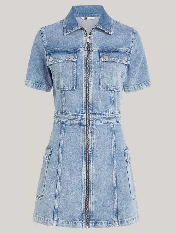 Tommy Hilfiger Slim Fit Mini-Jeanskleid mit Reißverschluss DENIM MEDIUM Online